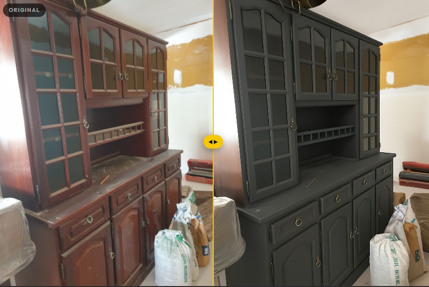 Antes e depois — aparador transformado pela LacqArt
